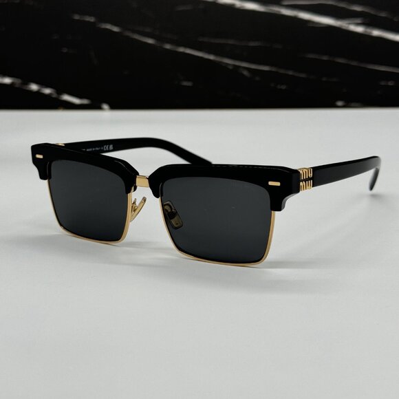 NEW MIU MIU MU10ZS 1AB5S0 WOMEN MIU MIU BLACK GOLD SUNGLASSES MU 10ZS 1AB5S0 - Picture 4 of 13